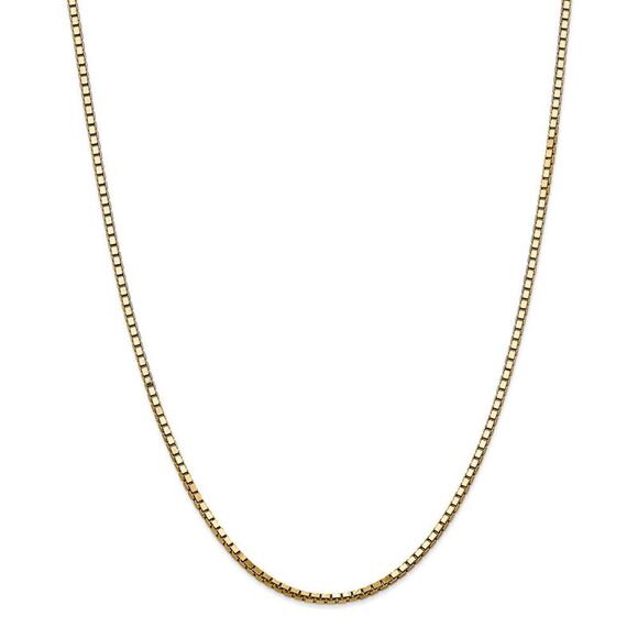 2.5mm, 14k Yellow Gold, Solid Box Chain Necklace, 22 Inch - Picture 2 of 7